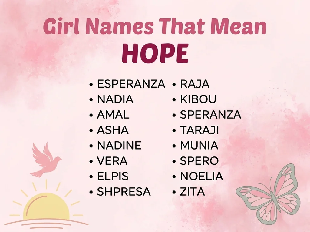 Infographic of girl names that mean hope